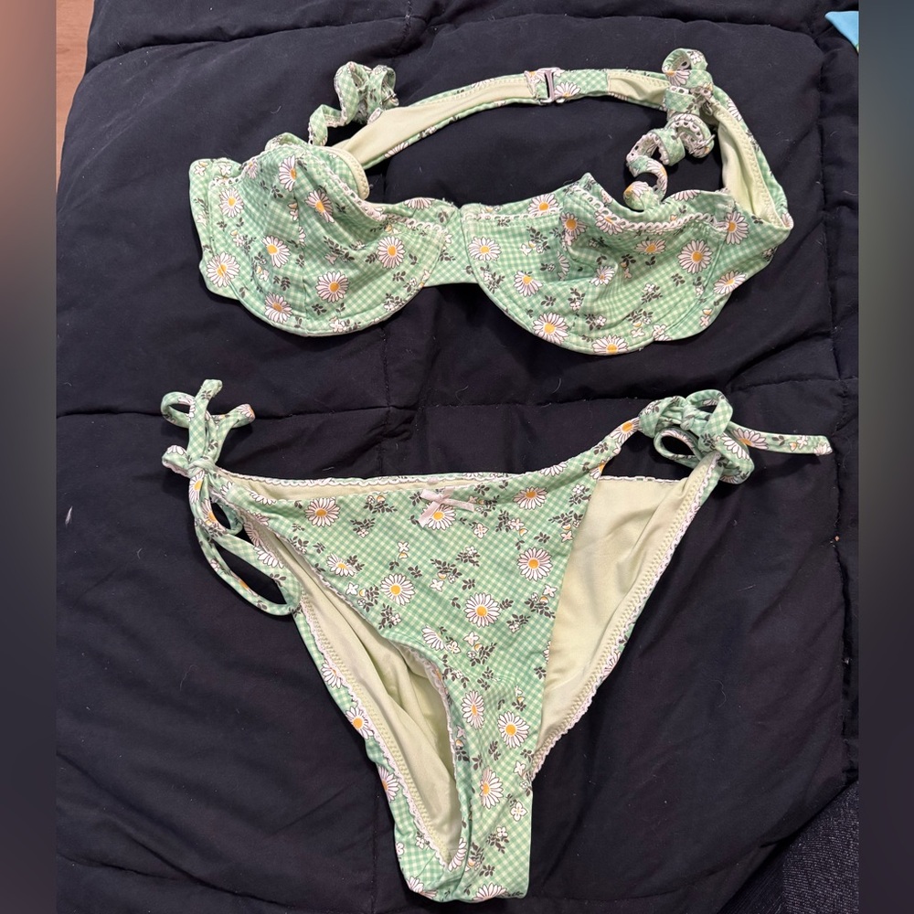 Green Floral Bikini Set